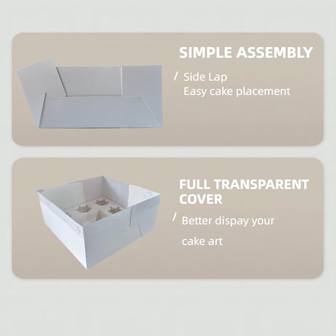 Bento Cake and Cupcake Box 10 sets 6-inch Cake and 5 Cupcakes Box Cake Box - Image 3