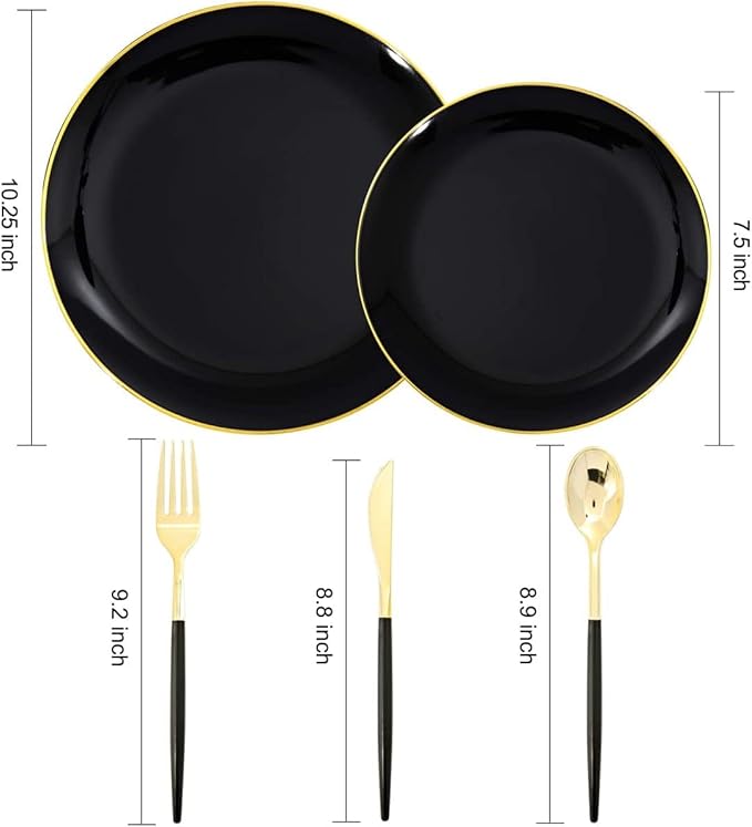150pcs Black Plastic Plates, Premiun Taleware, Anniversary - Image 7