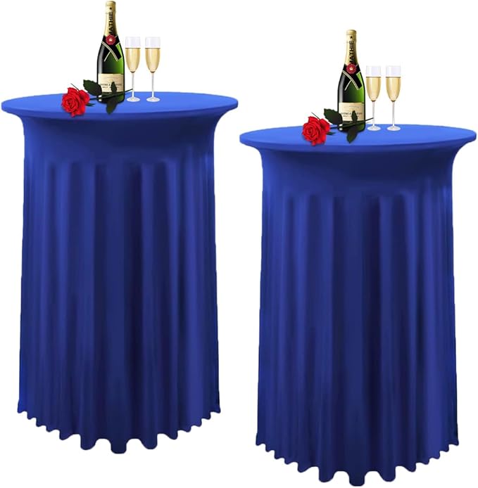 Albassa 2 Pack Cocktail Table Covers 32"x 43" Spandex Stretch Round Cocktail by AlbassaMakeYourPartyUnique