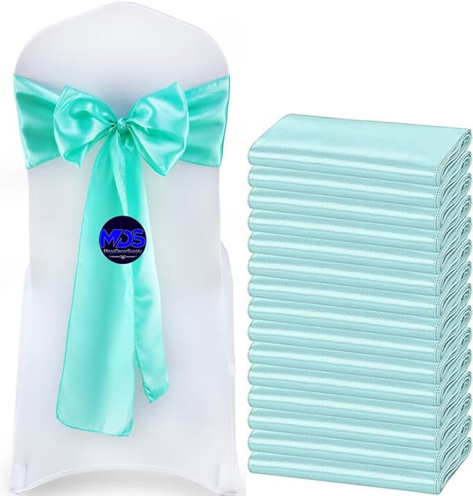 MDS Pack of 75 PCS Satin Chair Sashes Charmeuse Sateen Dining Chair Bows Ribbon by MDS