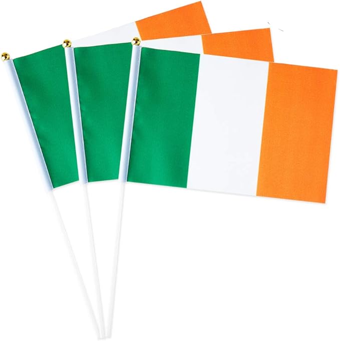 Ireland Flag Irish Flag, Small Mini Handheld Ireland Flags on Stick by Mflagperft