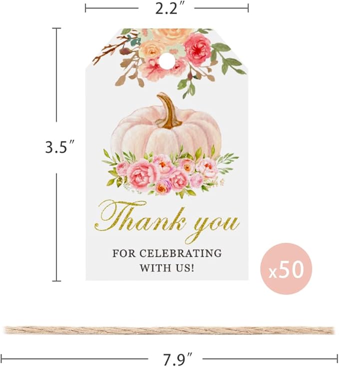 50 Pink Pumpkin Gift Tags - Image 4