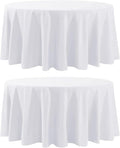 Round Tablecloth 2 Pack 108 Inch White Tablecloths Washable Decorative Linen by AOCOZHomeLifeMuseum