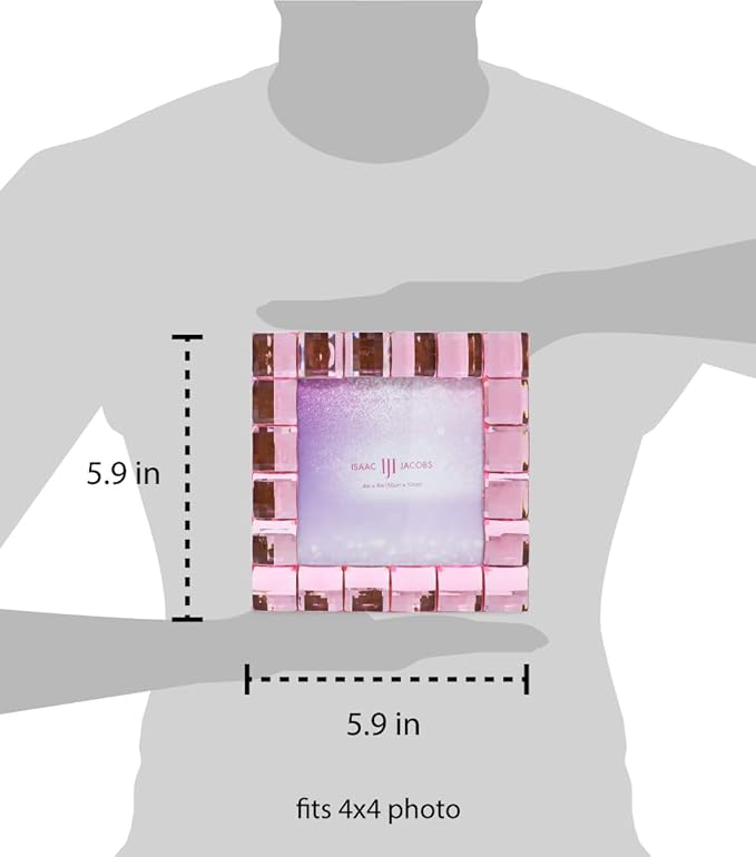 Isaac Jacobs Decorative Sparkling Light Pink Jewel Picture Frame, Photo Display - Image 3