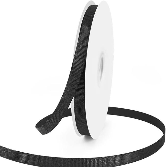 3/8" X 50 Yards Black Grosgrain Ribbon, Premium Grosgrain Ribbon by KMERLIFE