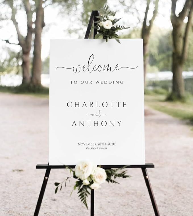 Wedding Welcome Sign, Welcome to our Wedding Sign, Minimalist Wedding Sign by Unknown