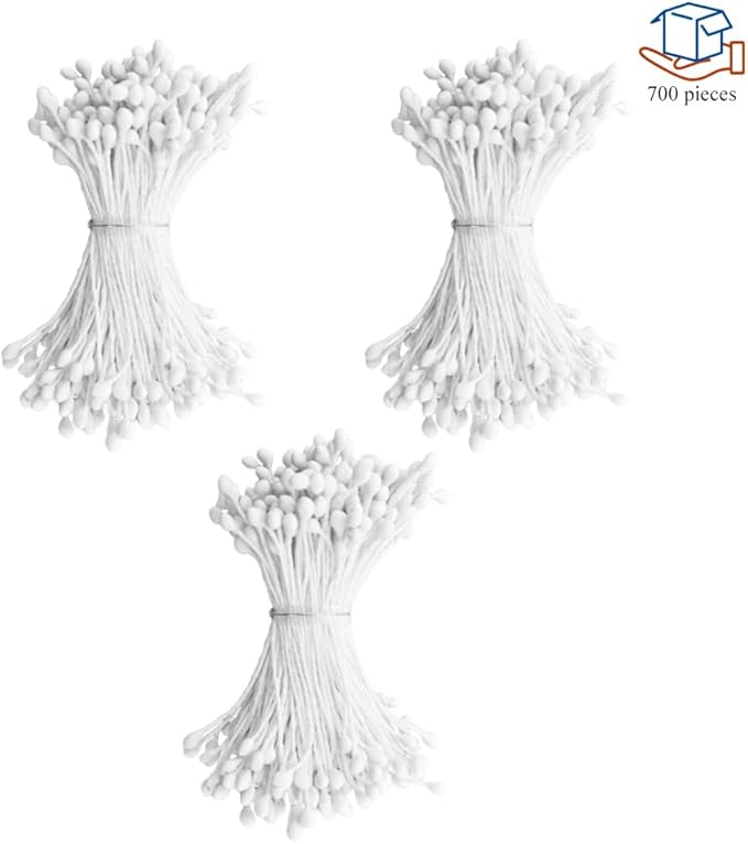 HAHIYO 700Pcs 3mm White Matte Double Head Flower Stamen Pistil - Image 6