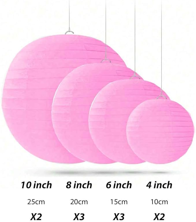 Pink Paper Lanterns Decorative 10pcs Party Hanging Decorations - Image 5