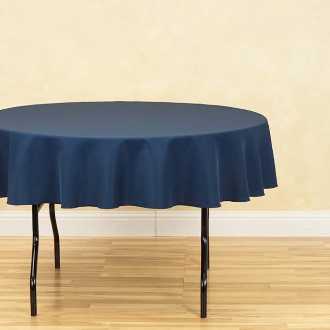 LinenTablecloth 70-Inch Round Polyester Tablecloth Navy Blue - Image 2