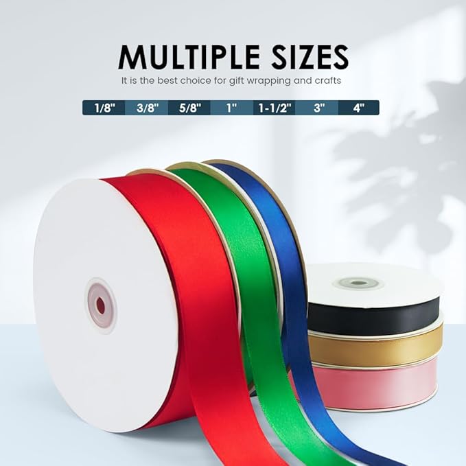 1-1/2" Wide x 100 Yards Single Faced Polyester Ivory Satin Ribbon, Gift Wrapping - Image 2