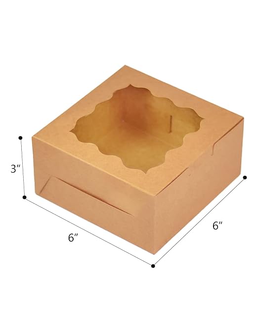Bakepacker 100pcs Kraft Cookie Boxes 6x6x3 inches Easy Assemble Macaroon Pastry - Image 7