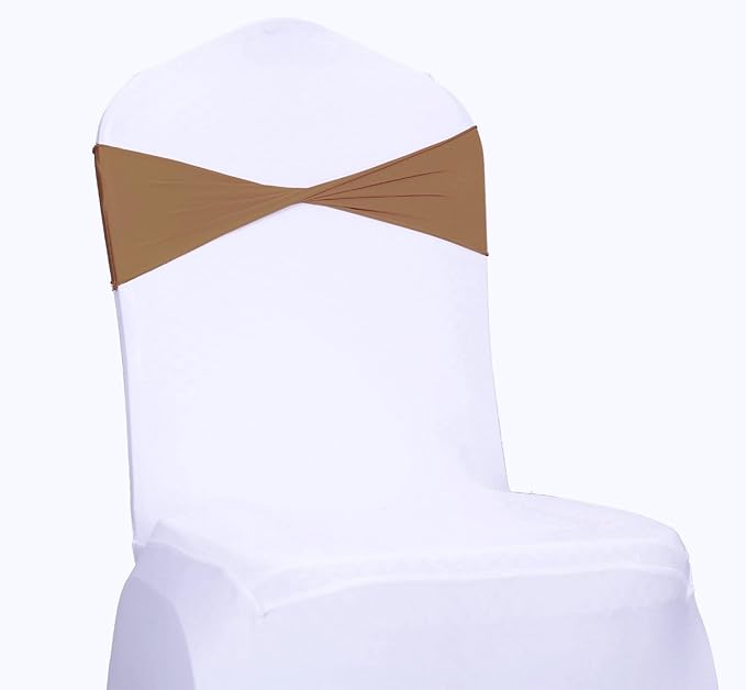 MDS Pack of 75 Spandex Chair Sashes Bows Elastic Stretch Dining Chair Bands - Image 2