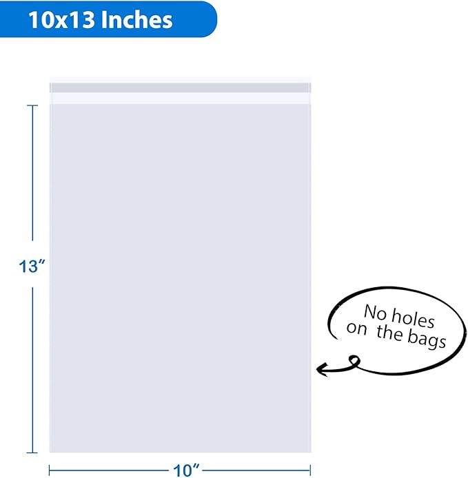 PigPotParty 10"x13" Self-Sealing Clear Cellophane T-Shirt Bags - Image 2