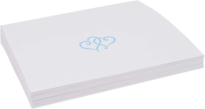 Linked Hearts Place Cards, Light Blue, Pre-cut and Scored - Image 4
