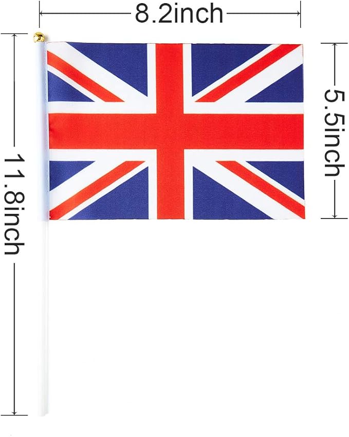 UK Flag British Flag, Small Mini Handheld UK Flags on Stick - Image 3