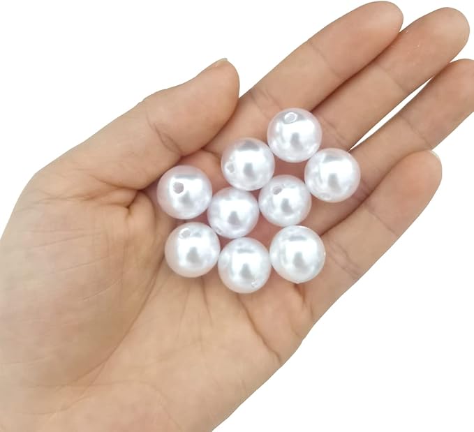 100Pcs 16mm White Pearl Beads for Cratfs, Big Size Loose Pearl Beads - Image 2