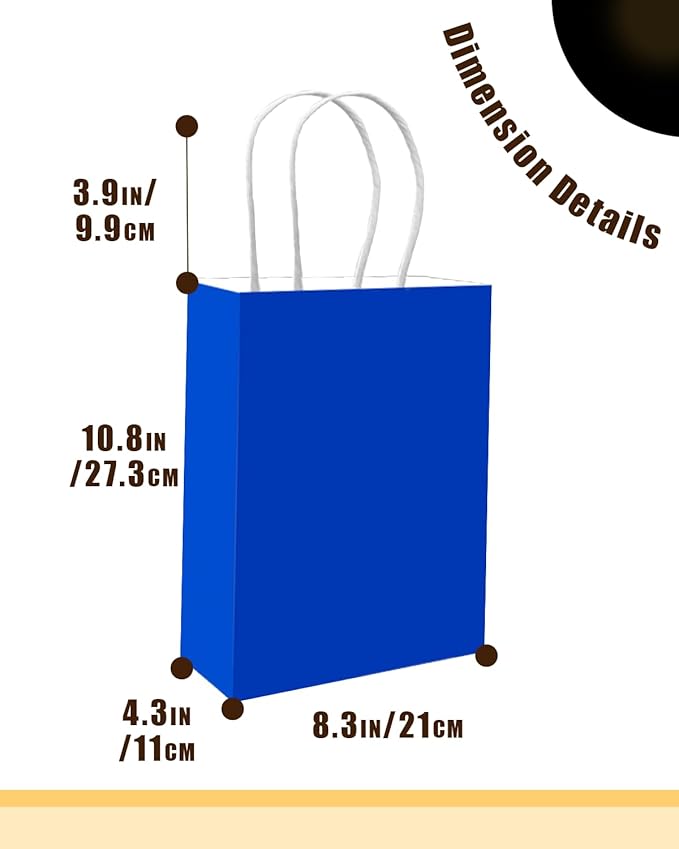 qiqee 50-Packs Diamond Blue Paper Gift Bags - Image 4