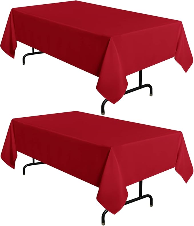 sancua 2 Pack Red Tablecloth 60 x 102 Inch, Rectangle 6 Feet Table Cloth by sancua