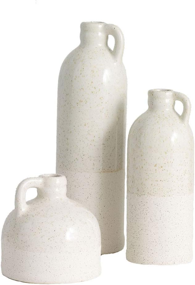 Sullivans Modern Farmhouse Distressed Two-Toned White Small Ceramic Jug Set of by Sullivans