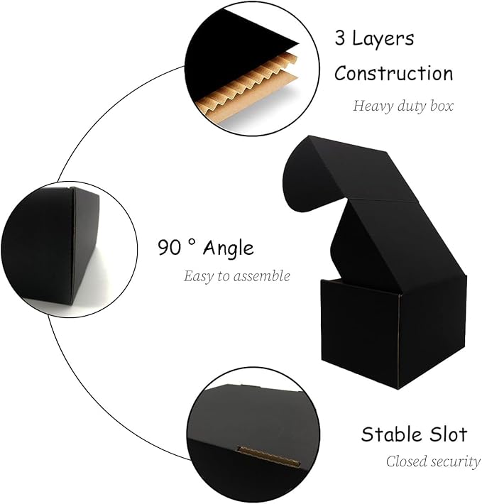 24 Pack 6x5x4 Inches Shipping Boxes，Black 3 Layers Corrugated Cardboard Box - Image 5