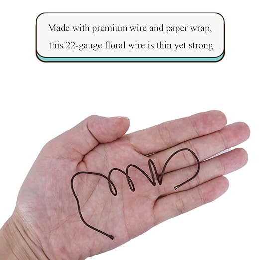 HAHIYO 18Gauge Brown Paper-Wrapped Metal Floral Wire 14 Inches, 70 Pack - Image 3