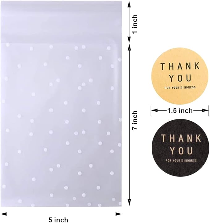 100 Packs Self Sealing Cellophane Treat Bags 5x7 Inches, Searik 4 Mils - Image 2