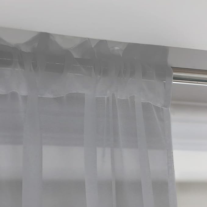 Window Gray Sheer Curtains 95 Inches Long 2 Panels Sheer Curtain Basic Rod - Image 3