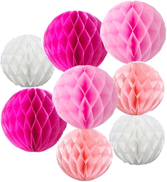 8pc Honeycomb Balls Party Decorations 6'' 8'' Tissue Paper Pom Poms Flower by Yangeey