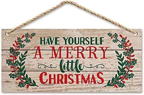 Christmas Door Hanging Sign，Big Wall Wood Winter Decorations Signs，Indoor by WTTORDE
