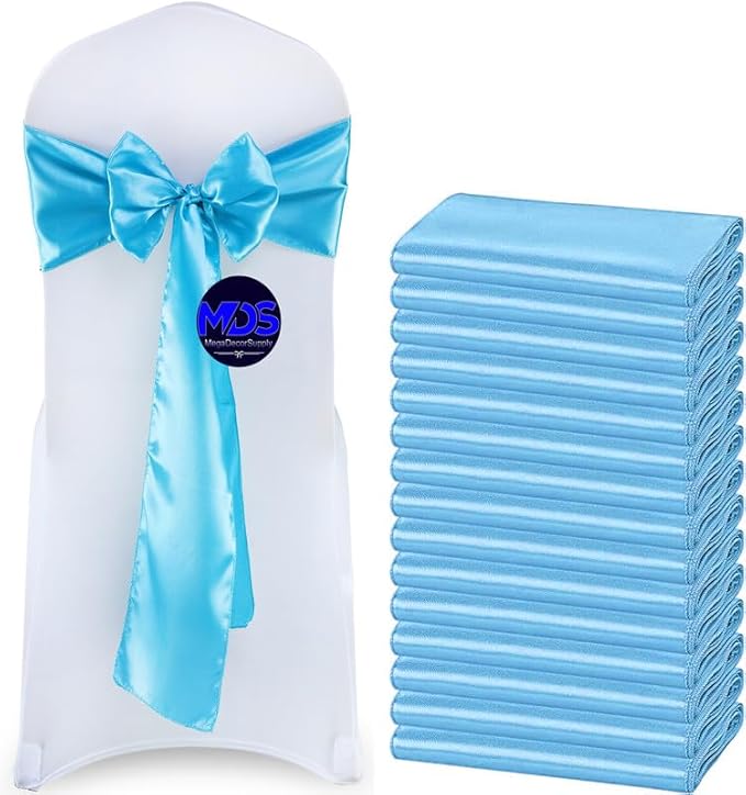 MDS Pack of 300 PCS Satin Chair Sashes Charmeuse Sateen Dining Chair Bows by MDS