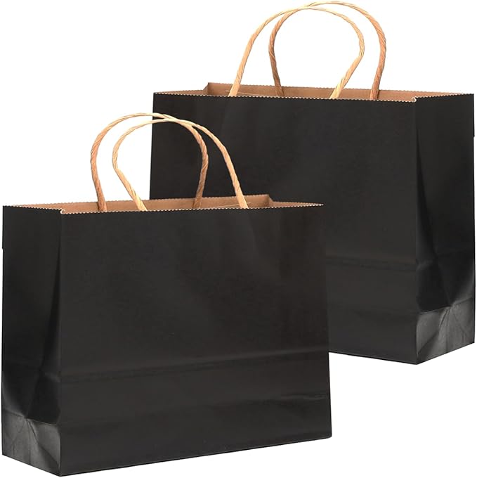 qiqee 50-Packs Black Paper Gift Bags - Image 2