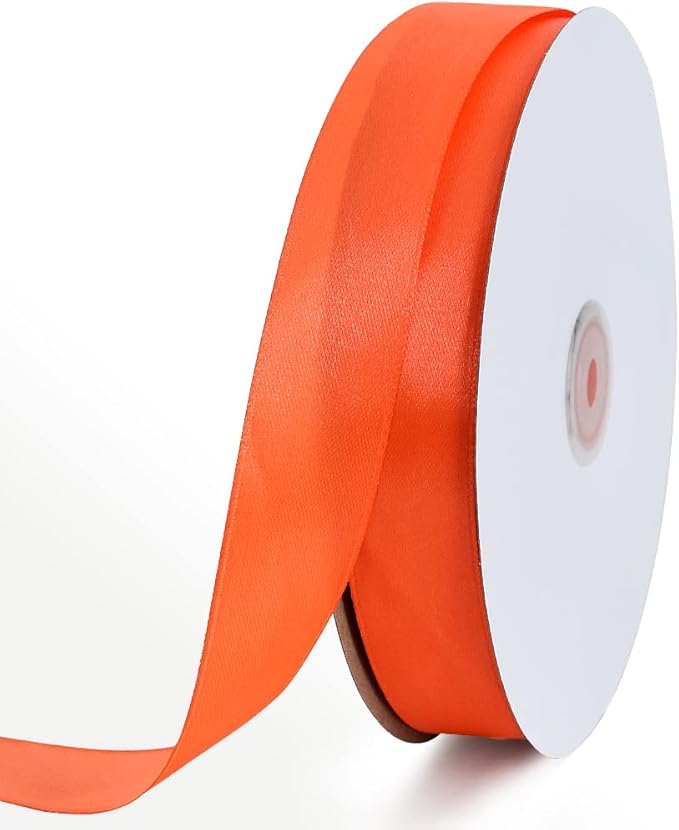 TONIFUL 1 Inch x 100yds Orange Satin Ribbon, Thin Solid Color Satin Ribbon by TONIFUL