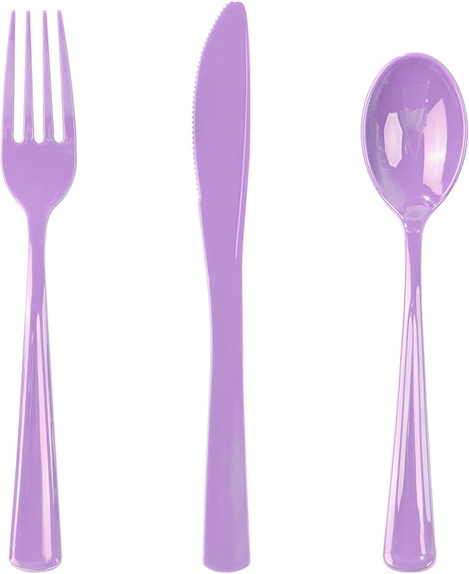 WDF 160 Piece Purple Plastic Silverware by WDF