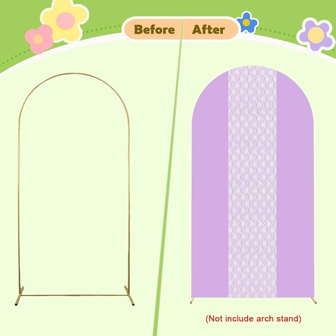 Purple Arch Cover 7.2ft Floral Lace Arched Backdrop Cover Lavender Chiara Arch - Image 4