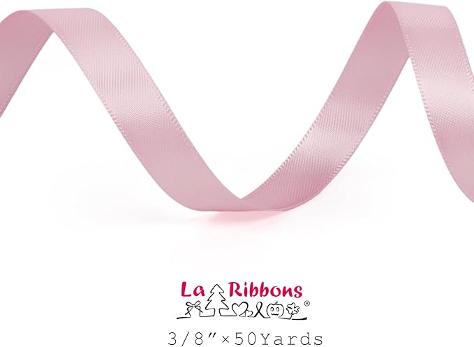 LaRibbons 3/8 Inch 50 Yard Double Faced Satin Ribbon, Rose Pink Small Satin - Image 5
