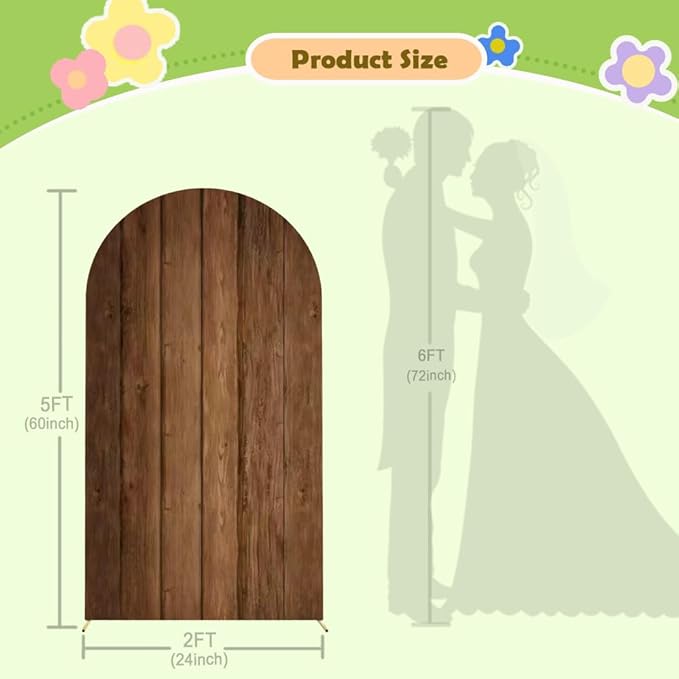 Wood Arch Cover 5ft Arch-Backdrop-Cover Cowboy Brown Arch Covers Stretchy - Image 2