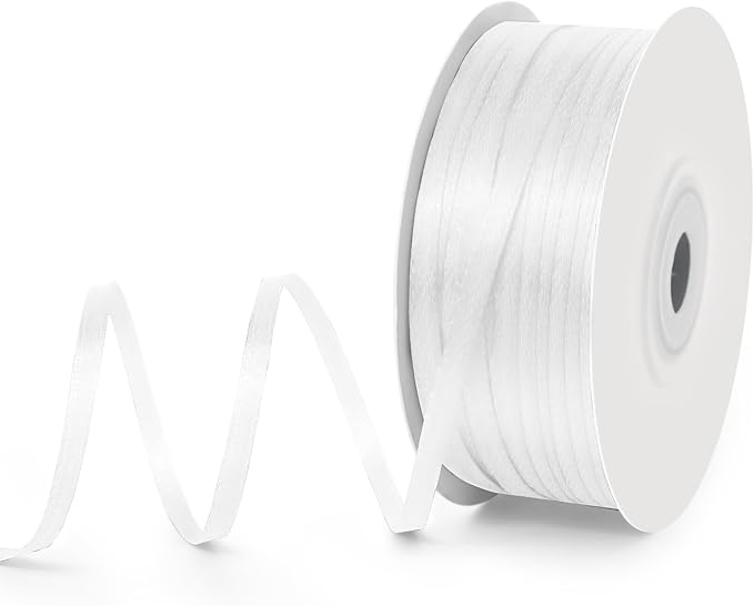 1/8" Wide x 100 Yards Single Face Polyester Satin Ribbon, Satin Ribbon by KMERLIFE