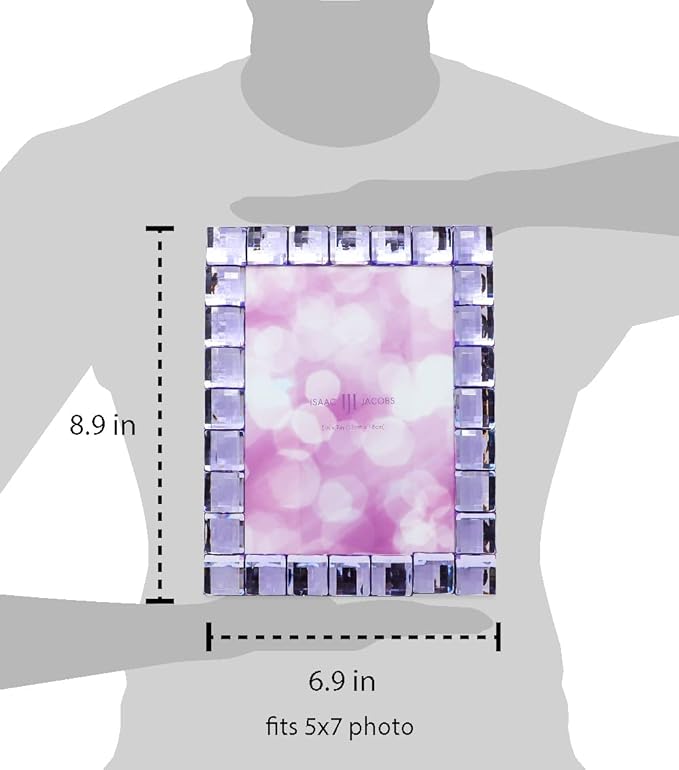 Isaac Jacobs Decorative Sparkling Light Purple Jewel Picture Frame, Photo - Image 3