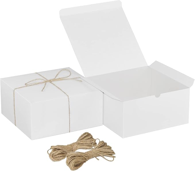 Xxcxpark 16 PCS White Gift Boxes 8x8x4 Inches, Decorative Party Favor Kraft by Xxcxpark