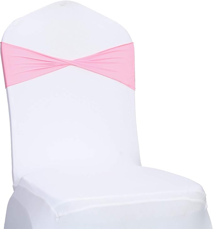VDS Pack of 75 PCS | Pink | Spandex Chair Sashes Bows Without Buckle | Stretch by VDS