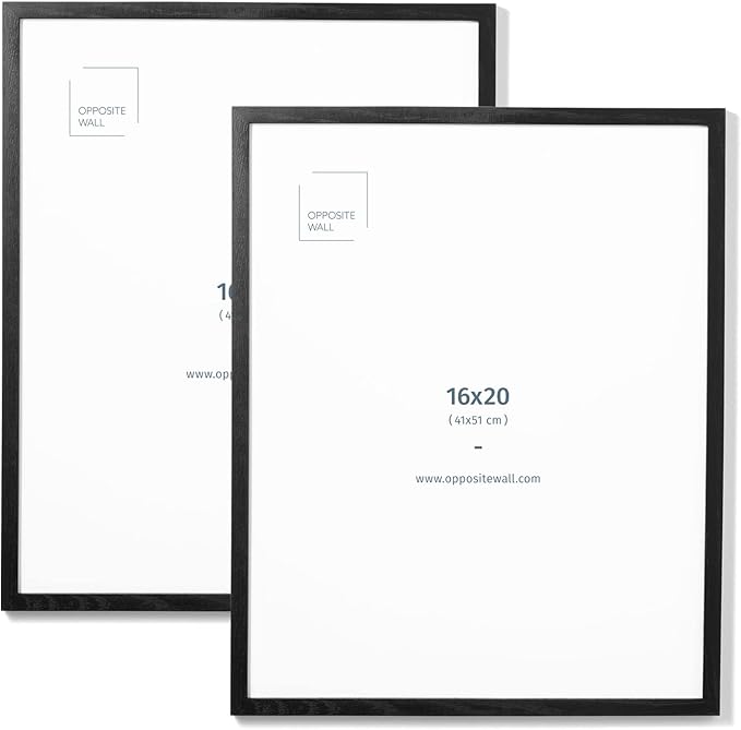 Opposite Wall - 16x20 in - Black Solid Oak Wood Picture Frame - Lightweight by OppositeWall