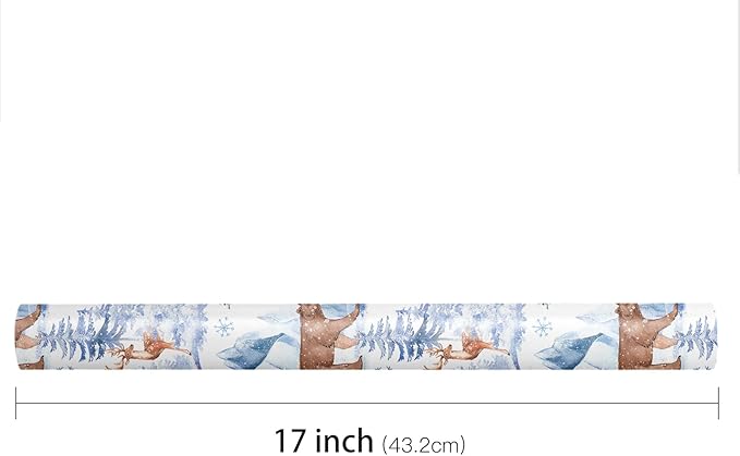 LeZakaa Christmas Wrapping Paper Roll, Winter Forest Animal Gift Wrap - Image 7