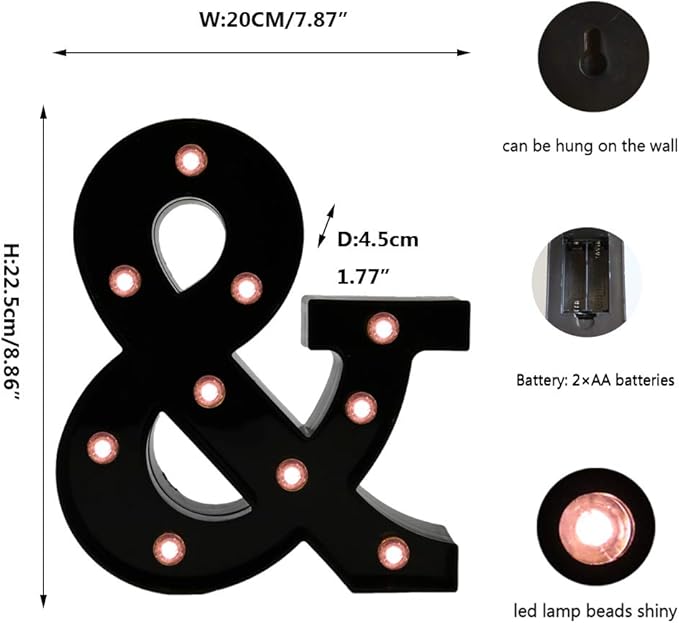 Light Up Black Alphabet Marquee Letters Sign LED Marquee Number Lights Sign - Image 5