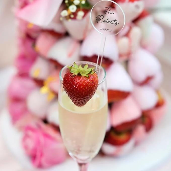 Personalized Wedding Drink Stirrers, Custom Anniversary Stir Swizzle Sticks - Image 2