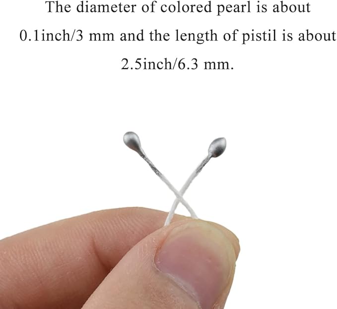 HAHIYO 700Pcs 3mm Silver Pearl Double Heads Pistil Hand-Made Artificial Pistil - Image 3