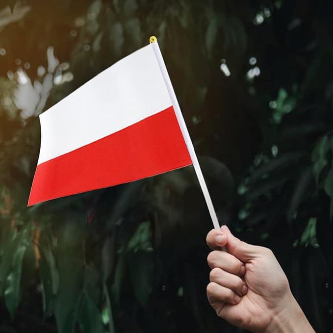 Poland Flag Polish Flag, Small Mini Handheld Poland Flags on Stick - Image 6