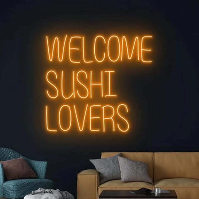 Welcome Sushi Lovers Neon Sign, Japanese Food LED Sign, Sushi Neon Light by BELISAMA