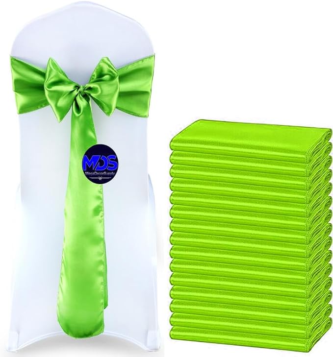 MDS Pack of 25 PCS Satin Chair Sashes Charmeuse Sateen Dining Chair Bows Ribbon by MDS