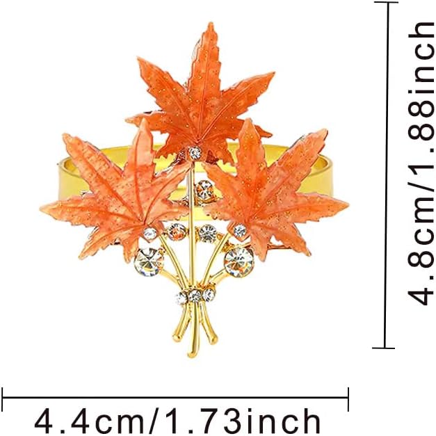 4 Pcs Maple Leaves Napkin Ring, Fall Metal Napkin Ring Holder Maple Leaves - Image 3