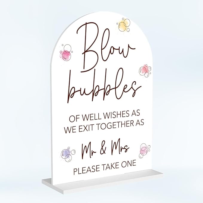 Wedding Bubbles Sign Bubbles for Wedding Send off Reception Decor Acrylic Arch by Unknown
